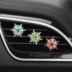 Bling 4Pcs Snowflake Air Vent Clips Car Air Freshener Outlet Clips Bling Rotatable Snowflake Car Vent Decorations Stress Relief Auto Accessories Toy Refillable (Green)