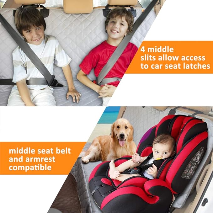 Dog Back Seat Cover Protector, Waterproof Dog Car Seat Covers, Nonslip Backseat Protection for Dogs and Kids, Compatible Pet Car Seat Cover for Cars & Midsize SUVs
