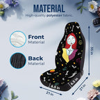 GENANY Nightmare Skellington Car Seat Covers Set of 2, Couple Breathable Front Seat Covers for Truck Sedan SUV, Movie Themed Car Accessories, Horror Gift for Women Men
