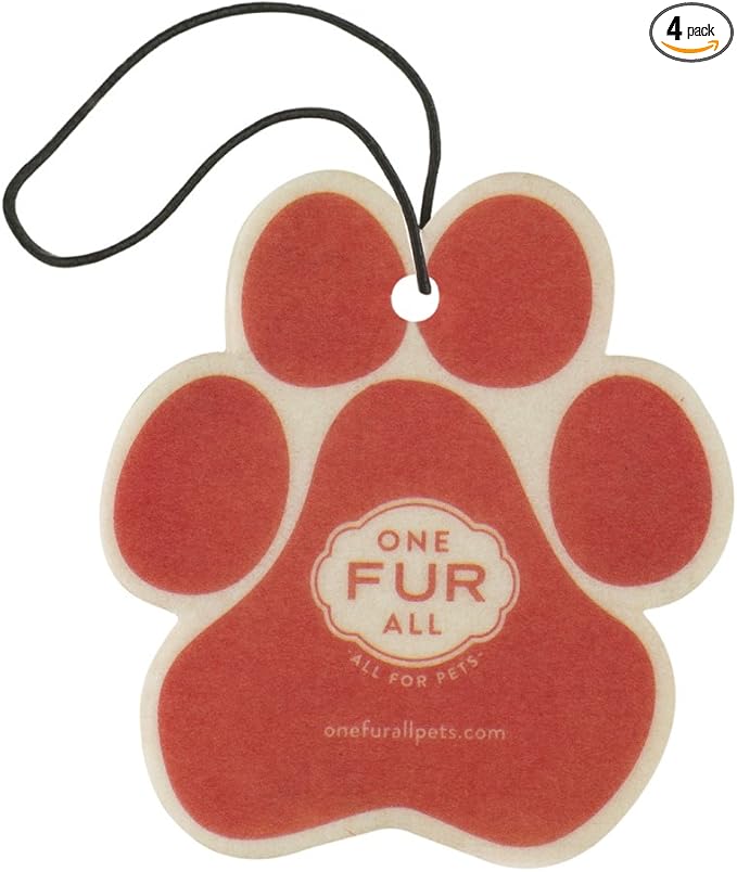 One Fur All Pet House Air Freshener - Ruby Red Grapefruit Pack of 4 - Non-toxic, Pet-Friendly for Small Spaces & Car - Hanging Odor Eliminating
