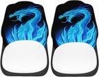 Delerain Car Seat Covers Set 2Pcs, Fire Blue Dragon Universal Front Car Seats Vehicle Enterior Protector Suitable Fits Most Car Auto SUV Sedan Truck