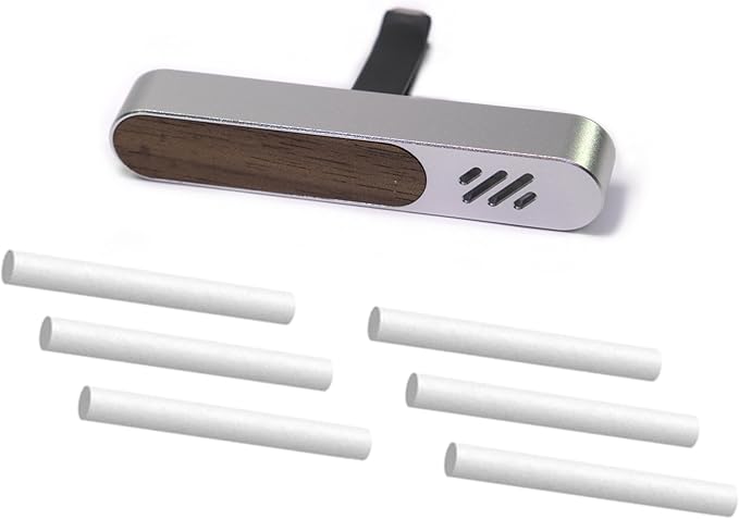 Luxury Car Air Freshener Vent Clip – Premium Wood & Metal Diffuser in Multiple Colors & Scent Kits – Reusable, Unisex for Men & Women (Platinum Silver, Pure Neutral Six)