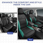 Skechers Memory Foam Car Seat Covers, Lycra Fabric Seat Covers Thick Memory Foam, Front Car Seat Protector, Airbag Compatible, Automotive Comfort Protection for Most Cars,Trucks, SUVs,Green
