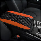 Car Center Console Cushion Pad, 12.6 × 7.48 Inches Waterproof Car Armrest Seat Box Cover, PU Leather Armrest Cover Protector for Most Vehicle, Universal Car Interior Accessories (Orange)