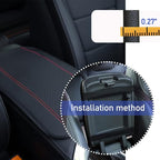 Ziciner Leather Car Center Console Armrest Pad, PU Waterproof Auto Seat Box Cover Protector, Hand Rest Cushion Protection Pad, Vehicles Interior Accessories Universal for Car,SUV (Black & Red A)