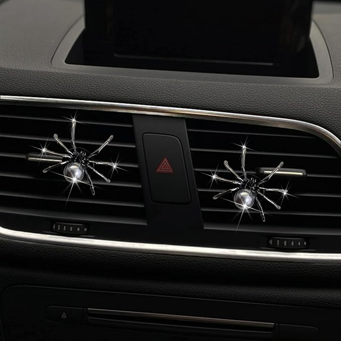 Bling Spider Car Air Fresheners Vent Clips, Cute Lovely Spider Car Air Vent Clips Funny Diamond Diffuser Vent Clip Decoration Interior Decor Bling Accessories for Women Men（Black）