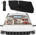 CHILL·TEK Funny Animals Car Windshield Umbrella, Raccoons Sun Shade Umbrellas for Car Front Window,Block UV Rays Foldable Windshield Umbrella Sun Visor Protector-Keep Vehicle Cool for Most Vehicles