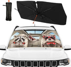 CHILL·TEK Funny Animals Car Windshield Umbrella, Raccoons Sun Shade Umbrellas for Car Front Window,Block UV Rays Foldable Windshield Umbrella Sun Visor Protector-Keep Vehicle Cool for Most Vehicles