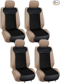 ZONETECH Car Seat Cover Travel Seat Cushion, 4 Pieces Universal Classic Black Comfortable Breathable Leather Car Seat Covers
