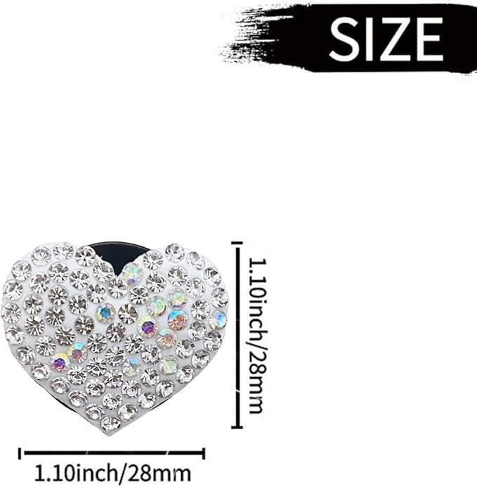 4 Pcs Silver Bling Heart Air Vent Clips, Heart Car Air Fresheners Vents Clips Car Diffuser Diamond Car Interior Decor Charm Cute Cars Accessories Cars Decoration for Women + Cute Butterfly Mask Hook