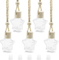 5 pcs Car Hanging Empty Glass Perfume Bottles Pendant Bottle, DIY Air Freshener Pendant, Empty Clear Glass Essential Diffuser Oil Aromatherapy, Glass Bottle Decor (Five-Pointed Star)
