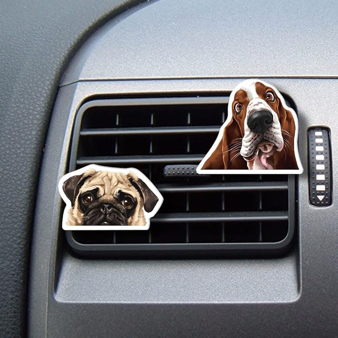 WIRESTER Set of 2 Fresh Scented Car Air Freshener Vent Clip, Decorative Accessories, Interior Decoration for Cars (Cat, Dog, Frog, Cow, Owl, Turtle, Sunflower, Baseball)