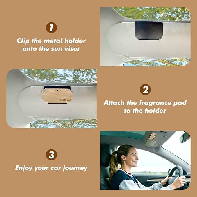 Car Air Freshener Amber Car Odor Eliminator Long Lasting Scent with Metal Clip and Hanging String