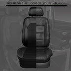 CAR PASS Universal Leather Two Front Seat Covers,Sport seat Covers fits Most Cars, SUVs, Trucks, and Vans Airbag Compatible (Black and Black)