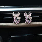 2pcs Butterfly Air Vent Clips Car Air Freshener Dubles Purple Pink Bling Butterflies Car Accessories Decor for Women