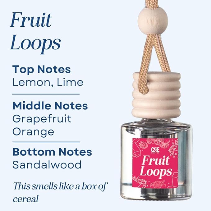 CE CRAFT Car Air Freshener Diffuser, Fruit Loops, 4 Pack Air Deodorizer for Essential Oils, Long Lasting Car Diffuser Bottle, Reusable Jar, Multicolor