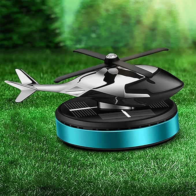 Car Air Fresheners,Al Alloy Solar Powered Rotating Incense Helicopter Diffuser, Home and Car Décor Accessories (Blue)