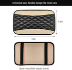 Car Center Console Cushion Pad, 12.6 × 7.48 Inches Waterproof Car Armrest Seat Box Cover, PU Leather Armrest Cover Protector for Most Vehicle, Universal Car Interior Accessories (Black+Beige)