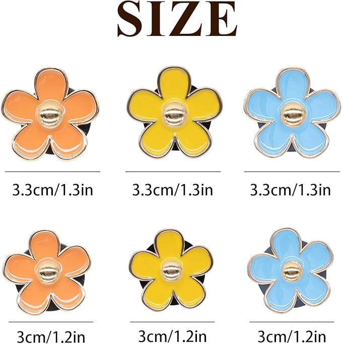 6pcs Car Air Freshener Vent Clips, Daisy Flower Air Diffuser - Blue, Orange, Yellow - Refillable 3.3cm/3cm Car Accessories for Women