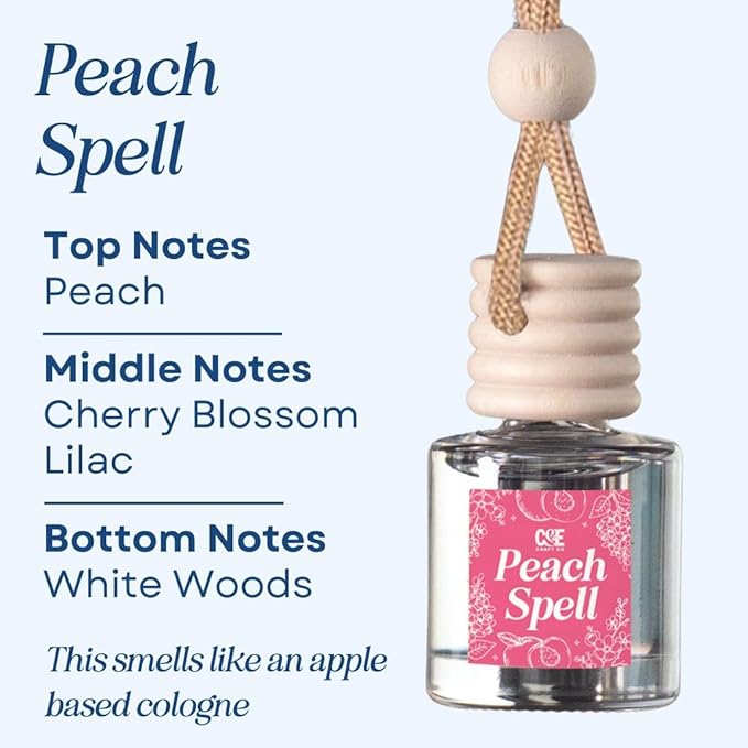 CANDECraftCo Car Air Hanging Fragrance Oil, Car Auto Freshener for Essential Oils, Scents Fragrance Aromatherapy Automobile Diffuser, Long Lasting (Peach Spell)