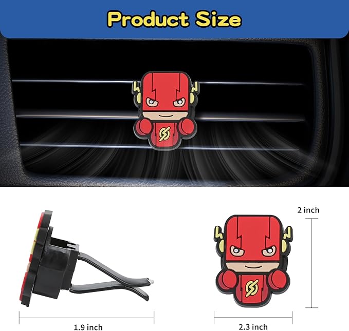 Air Vent Decoration - Cute Super Hero Decorative Vent Clip for Cars, Bedroom or Office [The Flash]