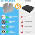 Car Seat Cushion for Sciatica Pain Relief, Extra Large Ergonomic Memory Foam Seat Pad for Lower Back & Tailbone Support, Cushion for Long Driving, Office Chair, Truck, Wheelchair - Grey