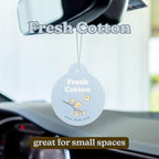 Happy Wax Fresh Cotton Car Charms 4-Pack - Scent Notes: Cotton, Floral and Wood