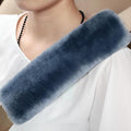 Soft & Cozy Australian Sheepskin Car Seat Belt Covers,2 Pack Fluffy Seatbelt Pads, Genunie Sheepskin Fur Shoulder Straps Cushions for Adults Kids Women and Men (Blue Grey)