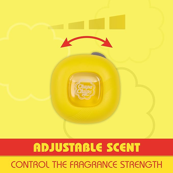 Chupa Chups Car Air Freshener, Lemon Twist - Long Lasting Car Fresheners with Fun Scents, Colorful and Vibrant Air Freshener for Car, Unique Car Freshener Perfume Deodorizer- 2-Pack (4pcs Total)