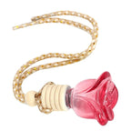 10pcs Rosebud Shape Car Air Freshener Perfume Bottle Car Hanging Diffuser Bottle Pendant Empty Bottle