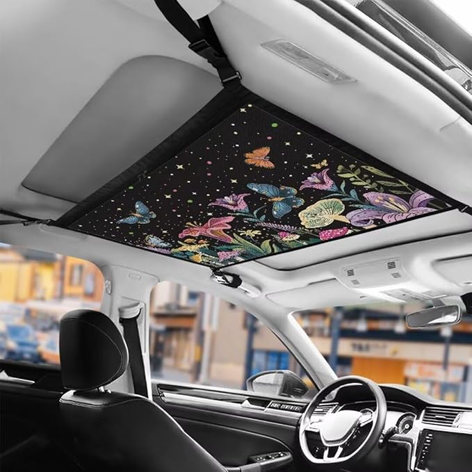 Mushroom Flower Car Roof Seat Organizer Hanging Car Storage Bag Inner Car Accessories Storage for Kids Pets' Items for Travel