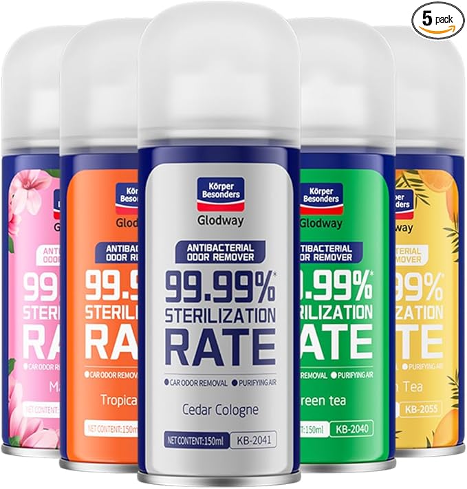Glodway Whole Car Air Freshener,Odor Eliminator Remover Spray,Strong Freshener With Odour Eliminator Technology,Long-Lasting Scent,6 Ounce(Pack of 5)