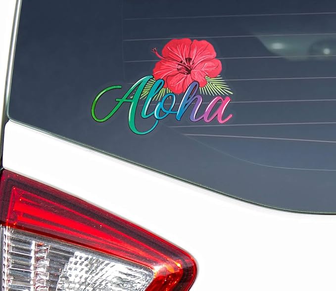 Aloha Designs 3 Pack Aloha Hawaii Hibiscus Long Lasting Coconut Air Freshener and 2 Aloha Stickers | Decorative Hawaiian Tropical Scented Hanging Air Freshener With Island Vibe For Car, Closest, Home,