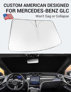 Proadsy 2026 Upgrade Windshield Sun Shade Custom Fit Mercedes-Benz GLC 2023-2025 2026 Foldable Front Sunshade Protector Sun Visor Blocks UV Rays Keep Car Cooler Accessories