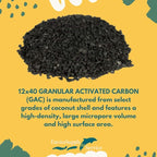 Premium 12x40 Coconut Shell Activated Carbon (Water Filtration, Aquarium Cleaning Charcoal) - Bulk 55 Pound Bag (2 ft³)