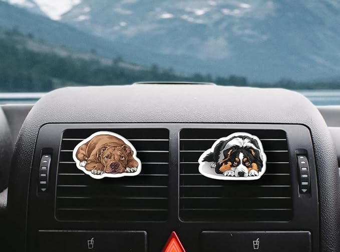 WIRESTER Fresh Scented Car Air Freshener Vent Clip, Decorative Accessories, Interior Decoration for Cars - Cute Animal Butt, Cute Dog Cat, Dog Butt Looking Back, Dog Lying