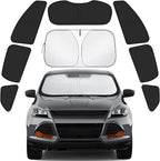 Car Window Shades for Ford Escape 2013-2019 Accessories - Full Set 8PCS Side Window Sunshades with Memory Frame & Blackout Fabric, Privacy UV Shield for Camping/Travel