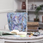 Sachi 3 Piece Market Tote Set Insulated Thermal Reusable Grocery Bags for Cold and Hot Foods Lightweight, Portable and Foldable Brown Damask Paisley