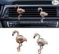 2PCS Bling Flamingo Car Dashboard Air Vent Trim Clips, Crystal Rhinestone Animal Car Air Fresheners Outlet Clip, Cute Automotive Interior Diffuser Decoration Accessories for Women (Flamingo)