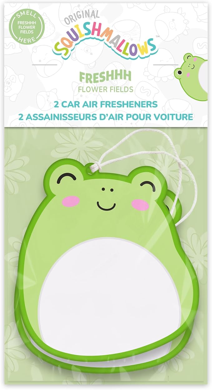 Studio Oh! x Squishmallow Wendy Car Air Fresheners, Pack of 2 Scented Hanging Car Air Freshener, Clean Citrus, Greenery, Woodland Florals, and White Musk - Freshhh Flower Fields