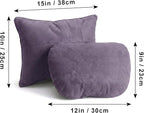 2PCS Car Pillow for Car Neck Pillow for Driving Seat Neck Support Soft Cushion Back Support Head-Rests for Vehicle Sleeping with Elastic Adjustment Strap (Violet, Head and Lumbar)