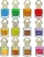 Air Diffuser Essential Oil Set | 12 Natural Scents Like Jasmine, Ocean, Sandalwood | Long Lasting Car Air Freshener for Women & Men | Hanging Glass Bottles, Air Freshener for Travel (8 ML Per Bottle)