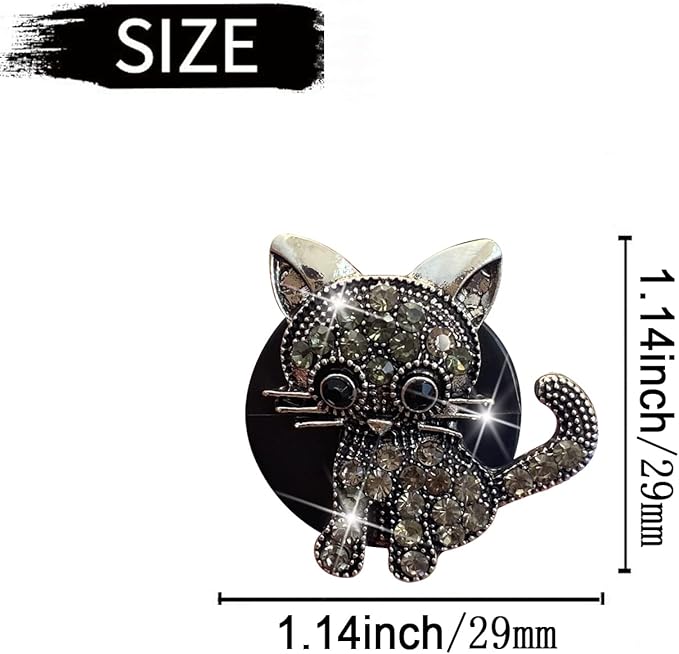 Bling Rhinestone Car Air Vent Clip,Dashboard Outlet Clip,Car Air Freshener Vent Clips,Car Air Conditioning Outlet Clip Decorative,Bling Car Accessories Car Interior Decoration Charm,Cute Car Decor (Cute kitten-BK)