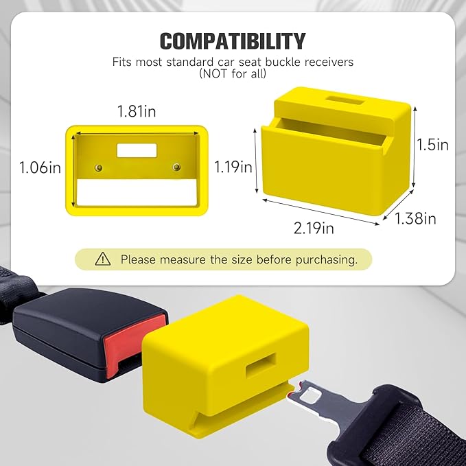 Morlike Silicone Seatbelt Secure Buckle Safety Cover Lock | Keep Children Safe in Car Seat and Prevent Kids from Accidentally Unbuckling | Buckle Guard Fits Almost Vehicles(Yellow, 2 Pack)