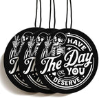 Skull Goth Funny Car Air Freshener Hanging 3Pcs Fun Have the Day You Deserve Gothic Car Accessories Interior, Funny Skull Cars Rear View Mirror Decor Halloween Decoration Gifts For Men Women(Black I)