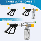 Foam Cannon Dual-Connector Accessory, Pressure Washer Double Tip Attachment for Foam Cannon, Pressure Washer Accessories with 1/4" Quick Connect for Car Wash, 5 Pressure Washer Sprayer Nozzles
