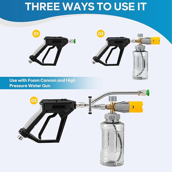 Foam Cannon Dual-Connector Accessory, Pressure Washer Double Tip Attachment for Foam Cannon, Pressure Washer Accessories with 1/4" Quick Connect for Car Wash, 5 Pressure Washer Sprayer Nozzles