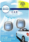 Febreze Car Air Fresheners, Linen & Sky, Odor Fighter for Strong Odors Car Vent Clips (2 Count)