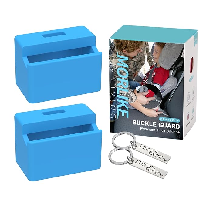 Morlike Silicone Seatbelt Secure Buckle Safety Cover Lock (BLUE2-2 PCAK)