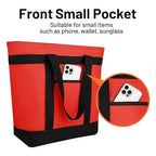 CIVJET Insulated Reusable Tote Bag for Grocery Shopping for Women, Pizza/Food Delivery Bag to Keep Food Cold/Hot for Commercial Food Transport, Cooler bags for Travel/Beach/Picnic, Non-Waterproof, Red